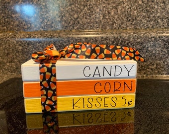 Halloween Stackable Sign, Candy Corn Kisses Sign, Holiday Stackable Sign, Wooden Halloween Sign, Halloween Decor, Tiered Tray, Coffee Bar