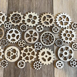Unfinished Wood Gears, Unfinished Wooden Gears, Unfinished Wood Steampunk Gears, Laser Cut Unfinished Gears, Steampunk Wooden Gears, Cogs