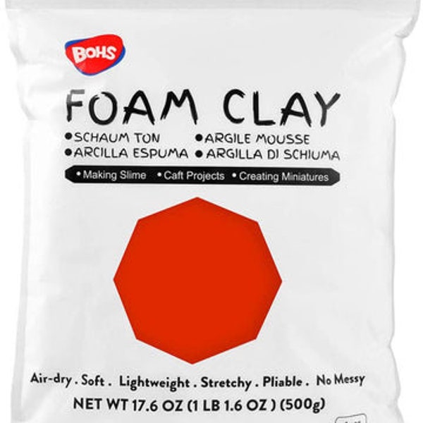BOHS Red Foam Clay, BOHS Red Foam Moldeling Clay, BOHS Red Air Dry Clay, Red Air Dry Clay, Red Foam Air Dry Clay, Red Clay