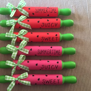 Watermelon Mini Rolling Pin, Watermelon Tier Tray Decor, Summer Decor, Tier Tray Decor, Watermelon Decor, Farmhouse Decor, Mini Rolling Pin