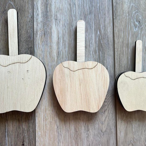 DIY Unfinished Wood Apple, Unfinished Wooden Apple Blanks, Unfinished Caramel Apple, Unfinished Wooden Caramel Apple, Apple Decor
