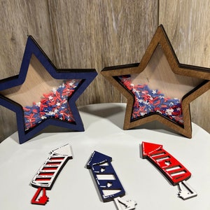 DIY Star Shaker Kit, DIY Star Shaker Shelf Sitter, Unfinished Star Shaker Kit, Unfinished Star Shaker Shelf Sitter, Patriotic Decor