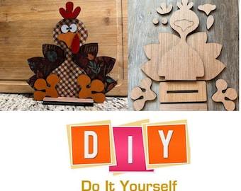 DIY Unfinished Turkey Shelf Sitter, Unfinished Wood Turkey, DIY Wood Turkey Shelf Sitter, Turkey Shelf Sitter, Turkey Decor