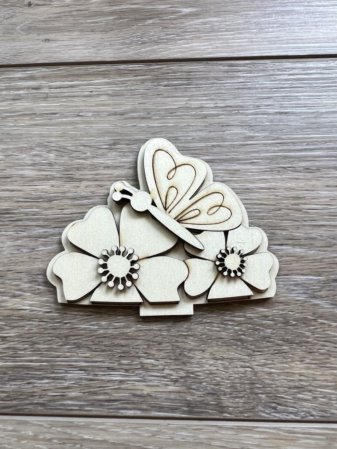 DIY Unfinished Butterfly and Spring Flowers Insert for Small Basket ...