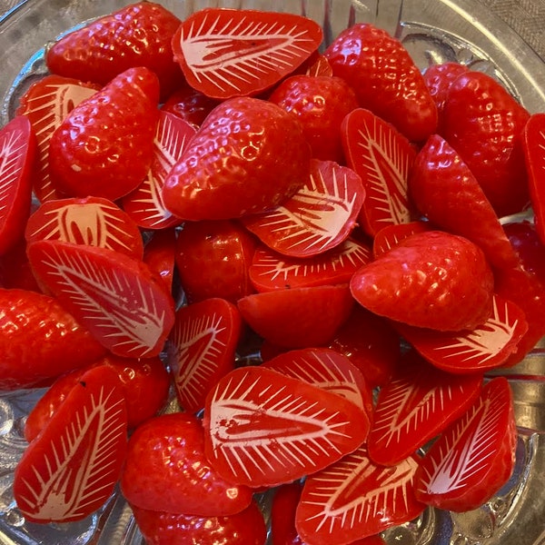 Fake Strawberry Halves, Fake Strawberry Slices, Fake Strawberries, Fake Fruit, Realistic Strawberry Slices, Faux Strawberry Halves, prop