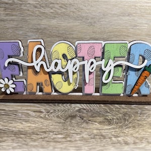 DIY Unfinished Wood Easter Shelf Sitter, Wood Happy Easter Shelf Sitter, Unfinished Easter Wood Kit, DIY Easter Unfinished Wood Kit