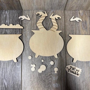DIY Unfinished Wood Witch Cauldron, Wood Witch Cauldron, Unfinished Halloween Witch Cauldron