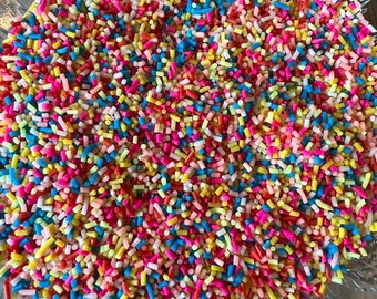 Rainbow Confetti Sprinkles, Polymer Clay Fake Sprinkles, Small Mixed Rainbow Polymer Sprinkles, Short Polymer Clay Sprinkles, Jimmies