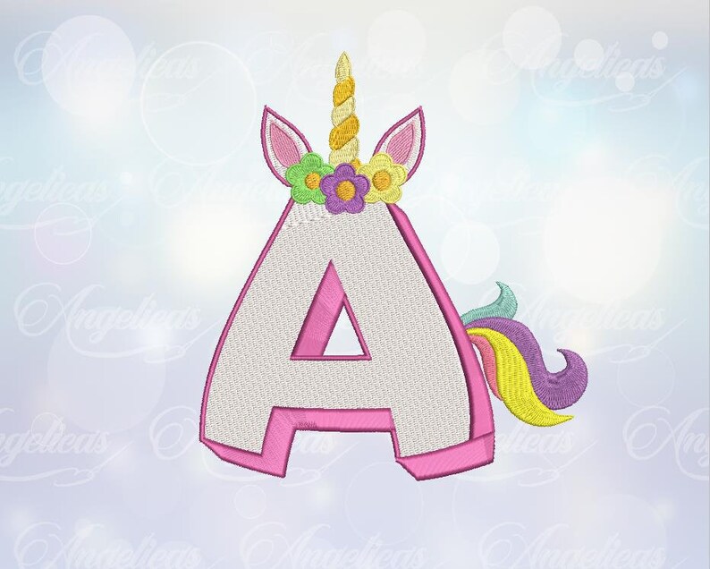 unicorn alphabet and numbers machine embroidery pattern etsy