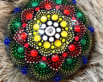 Rainbow Mandala Stone (Mandala Rock)