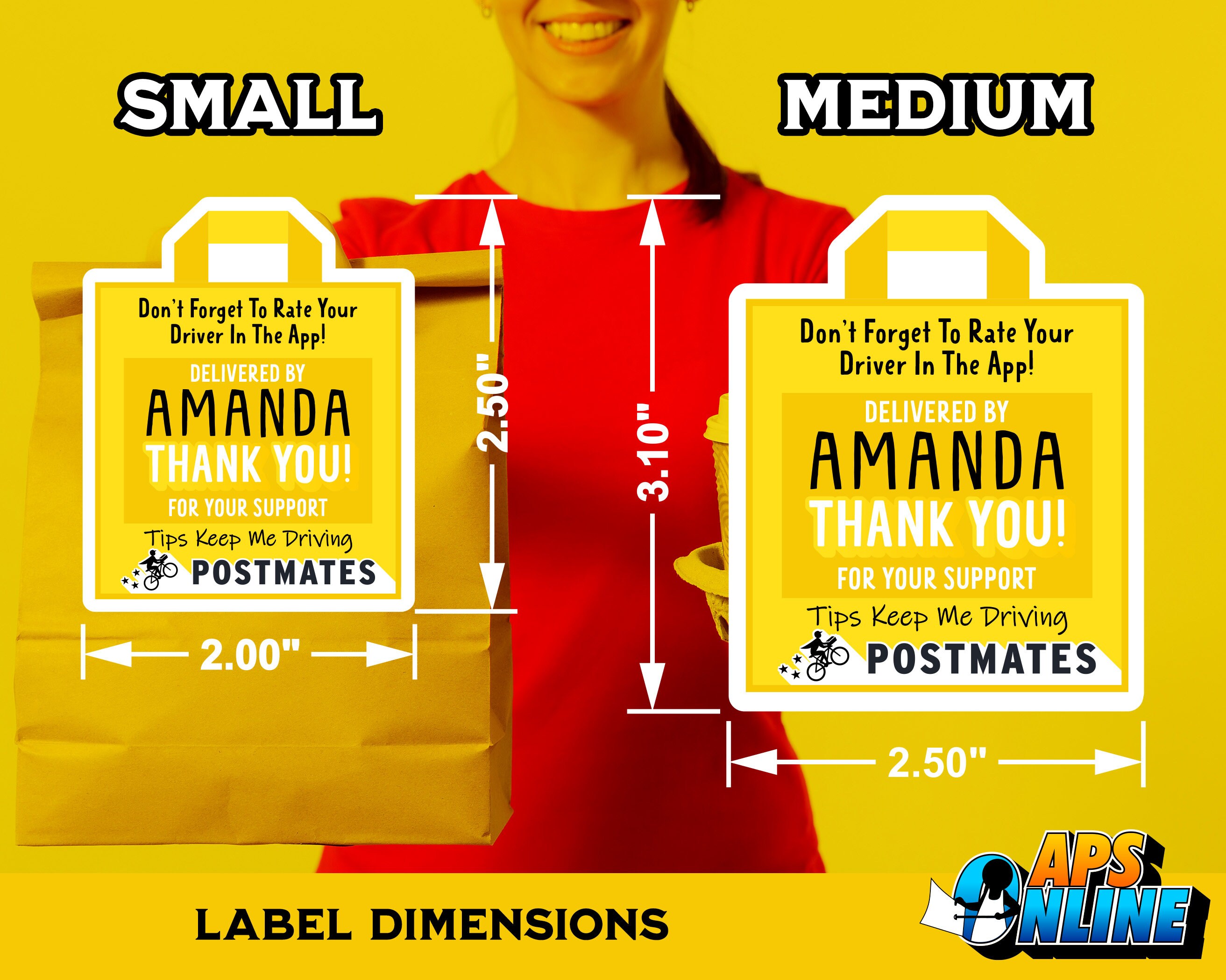Etiquetas personalizadas de postmates Bolsas de entrega en Etsy