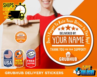 Personalized GrubHub Labels - Delivery Circle Stickers - Food Delivery