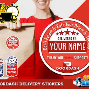 Personalized DoorDash Labels - Delivery Circle Stickers - Food Delivery