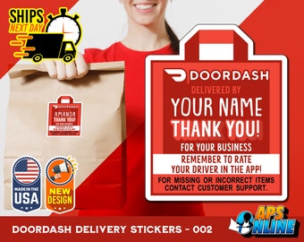 Personalized DoorDash Labels - Delivery Bag Shaped Stickers - Food Delivery - DD-002
