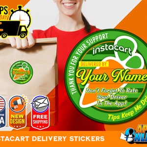 パーソナライズされた Instacart ラベル - 配達サークル ステッカー - 食品配達 - 007