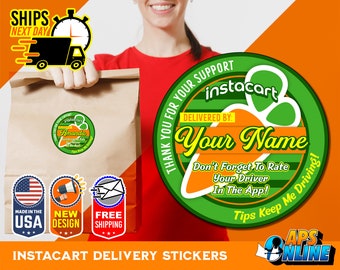 Personalized Instacart Labels - Delivery Circle Stickers - Food Delivery - 007