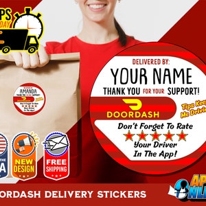 Personalized DoorDash Labels - Delivery Circle Stickers - Food Delivery - 007