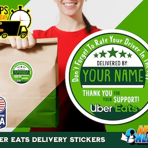 Gepersonaliseerde Uber Eats-labels - cirkelstickers bezorging - eten bezorgen