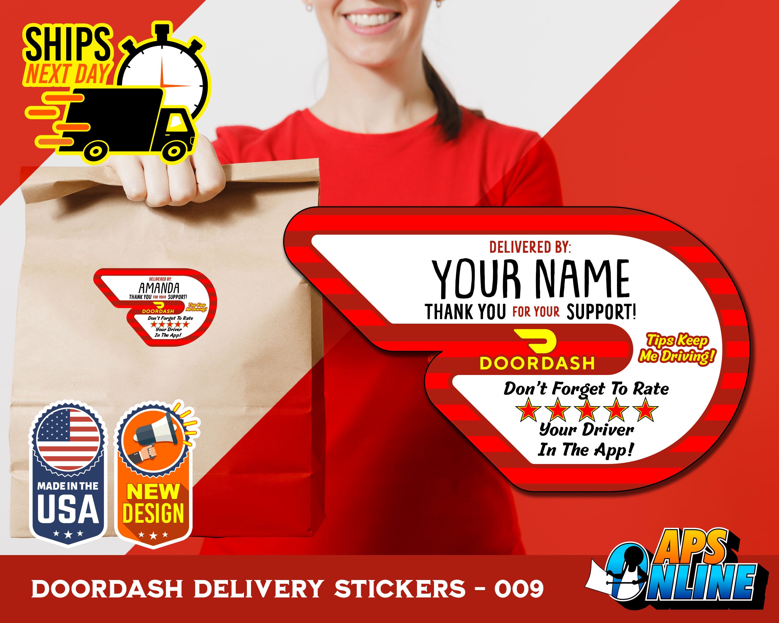 Personalized DoorDash Labels - Custom Shaped Stickers - Food Delivery - DD-009