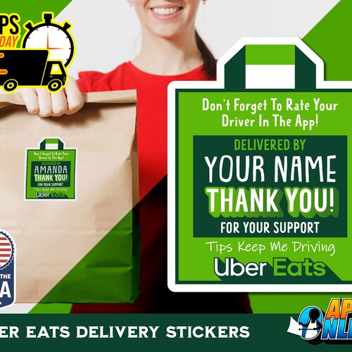 Personalized Uber Eats Labels Delivery Bag Shaped Stickers - Etsy