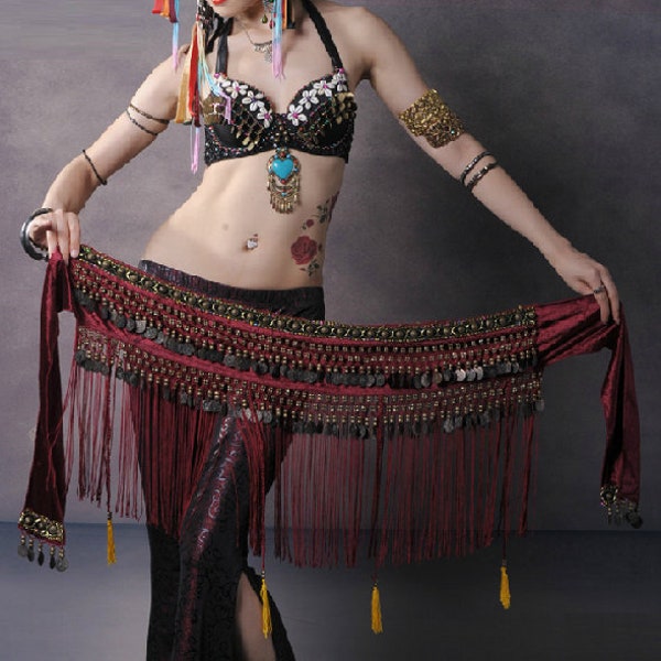 NEW Belly Dance Gold Con 3 Rows Belt Hp Scarf Skrt Wrap Chan Dancng Costume | EBay - Foto 10