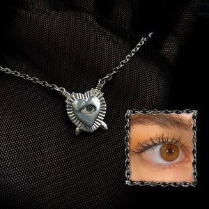 Engraved Lover’s Eye Necklace, Custom Engraved Eye Pendant (3-4 week processing time)