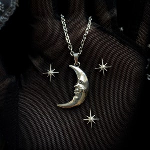 Sterling Silver Moon Pendant, Crescent Moon Necklace