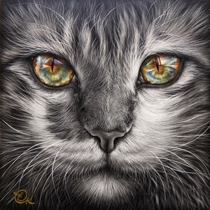 Cat Face Art Print Photo Paper Poster, Close-up Cat Portrait, Cat Lover Gift