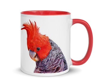 Gang-Gang Cockatoo Coffee Mug with Red or Black Color Inside Australian Parrot Art Mug Bird Lover Gift