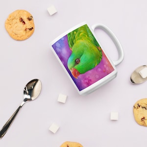 Scaly-breasted Lorikeet Coffee Mug Colorful Bird Mug Watercolor Parrot Art Parrot Lover Gift