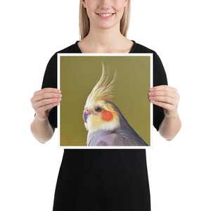 Cockatiel Drawing Art Print Photo Paper Poster, Parrot Portrait Reproduction