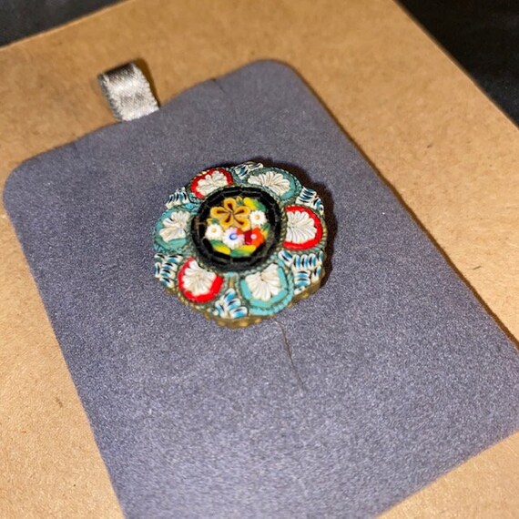 Vintage Floral Micro Mosaic Brooch - Made in Italy - image 3