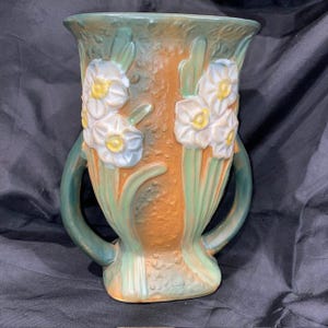 REPRODUCTION Roseville Pottery Vase - Jonquils, Circa 1996