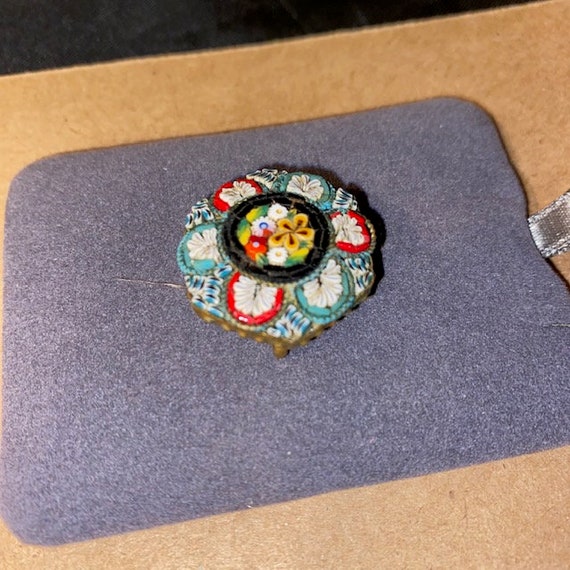 Vintage Floral Micro Mosaic Brooch - Made in Italy - image 7