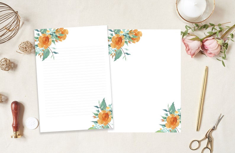 Letter Paper Letter Writing Set Floral Printable Stationery Etsy