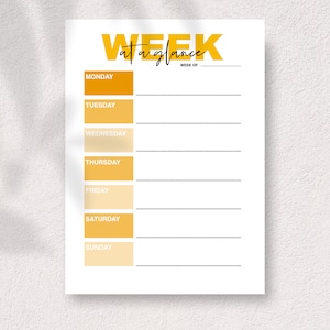 Printable Week at A Glance Calendar, Weekly Organizer Printable, Week ...