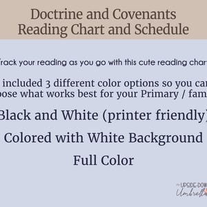 Doctrine and Covenants Reading Chart and Come, Follow Me Printable ...