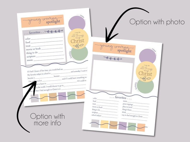 Young Women's Spotlight Sheets 2023 LDS Youth Theme I Etsy