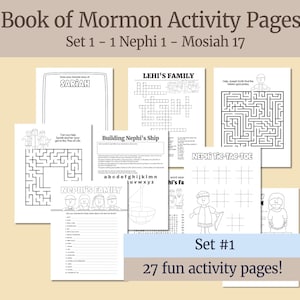 Buch Mormonen Malseiten SET 1 | LDS Komm und folge mir 2024 | Primäre Aktivitäten und Spiele für Heilige der Letzten Tage Kinder