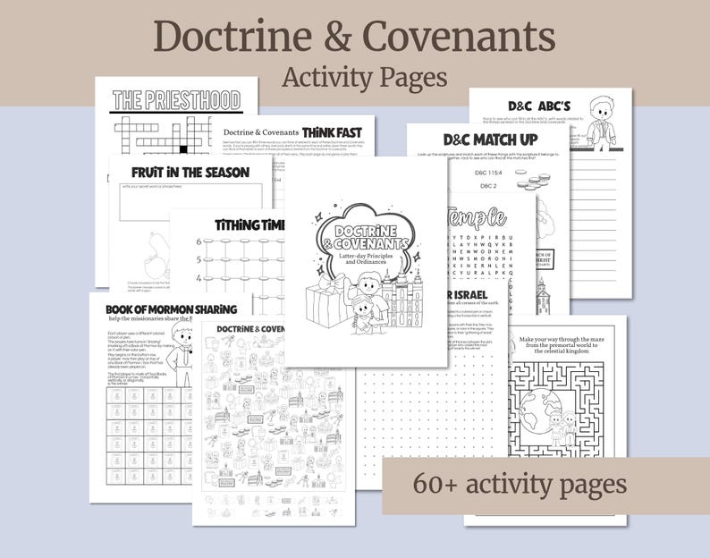 Doctrine & Covenants Activity Pages for LDS Primary Children, Activity ...