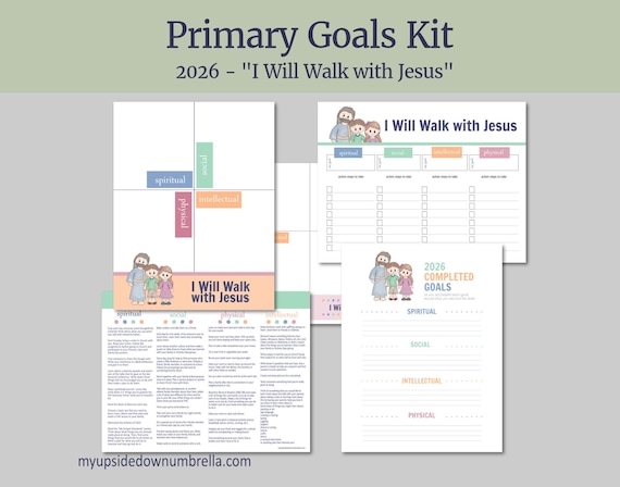 PRIMARY Goal Setting Kit for LDS Children and Youth Program | 2026 "I Will Walk with Jesus"