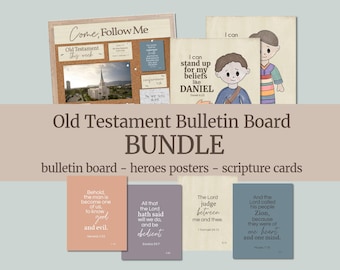 PAQUETE de tableros de anuncios del Antiguo Testamento: tableros de anuncios, tarjetas de las Escrituras y carteles de héroes del Antiguo Testamento para familias SUD Ven, sígueme 2026