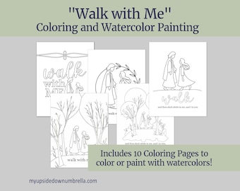 Young Women Watercolor and Coloring Pages | Walk with Me | Moses 6:34 | 2026 LDS Youth Theme