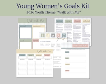 Walk with Me LDS Youth Theme 2026 | Goal Setting Kit for Young Women | Children and Youth Program