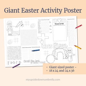 Giant POSTER Printable Easter Activity Coloring Page for Christian Children - He Is Risen - LDS Christ Centered Easter | Religious Easter