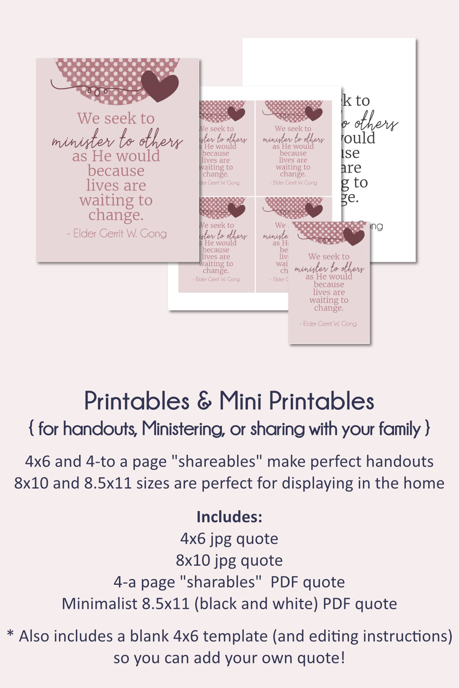 Ministering Elder Gerrit W. Gong Relief Society Lesson Etsy