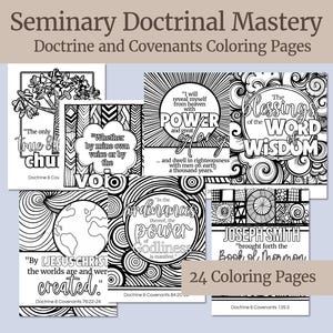 Seminary Doctrinal Mastery Coloring Pages for Doctrine & Covenants 2025, LDS Youth Coloring Pages for Seminary Scriptures, Scripture Mastery