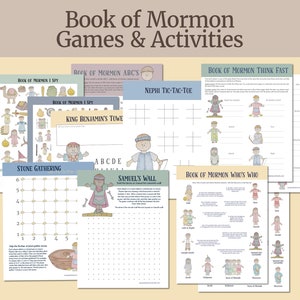 Buch Mormon druckbare Spiele und Aktivitäten Kit, Spiele für HLT-Kinder, 2024 Come Follow Me Aktivitäten, Primäre Spiele für Kinder
