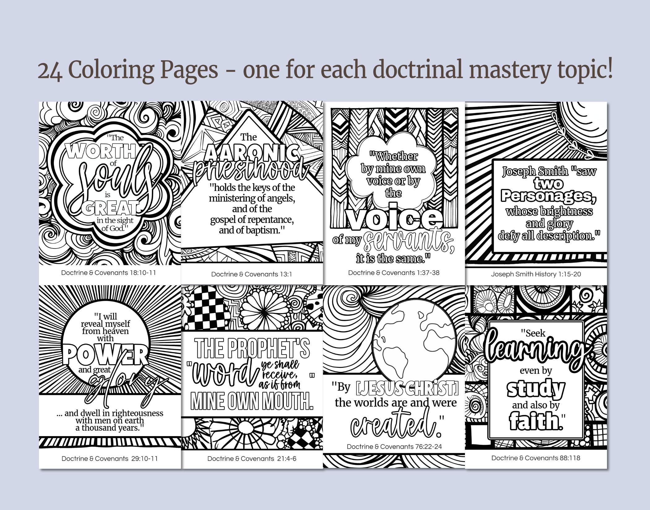 Seminary Doctrinal Mastery Coloring Pages for Doctrine & Covenants 2025 ...