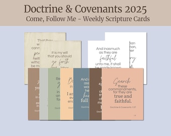 Come Follow Me 2025 - Doctrine and Covenants Scripture Cards - LDS Scripture Study, Home Decor Printables for CFM 2025, 4x6 and 8.5x11